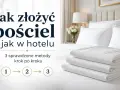 Jak złożyć pościel jak w hotelu? 3 sprawdzone metody krok po kroku. Stos białej, prążkowanej pościeli na hotelowym łóżku.