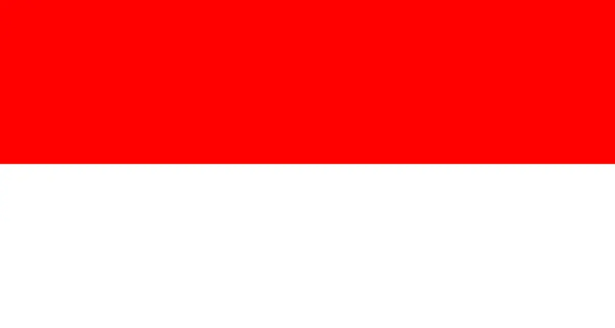 Flaga Indonezji, symbol marzeń o podróży na Bali. Czerwony i biały pasy.