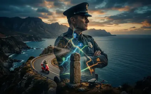 Policjant nad morzem, mapa z punktami, skuter i dron. W Albanii czego nie wolno? Uważaj na drogi i zasady.