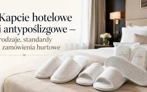 Białe kapcie hotelowe i antypoślizgowe na łóżku. Dowiedz się, czy kapcie hotelowe można zabrać ze sobą.