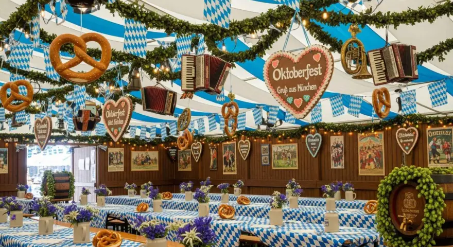 Oktoberfestowe dekoracje: precle, akordeony, serca z piernika. Idealne inspiracje, co przywieźć z Niemiec!